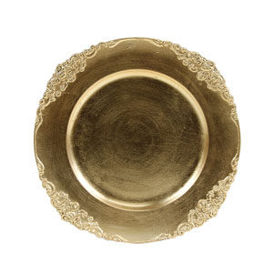 13" Vintage Gold Charger Plate