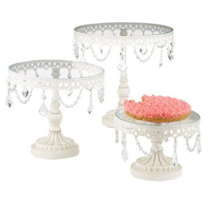 White Iron and Glass Cake Stands - Set of 3
